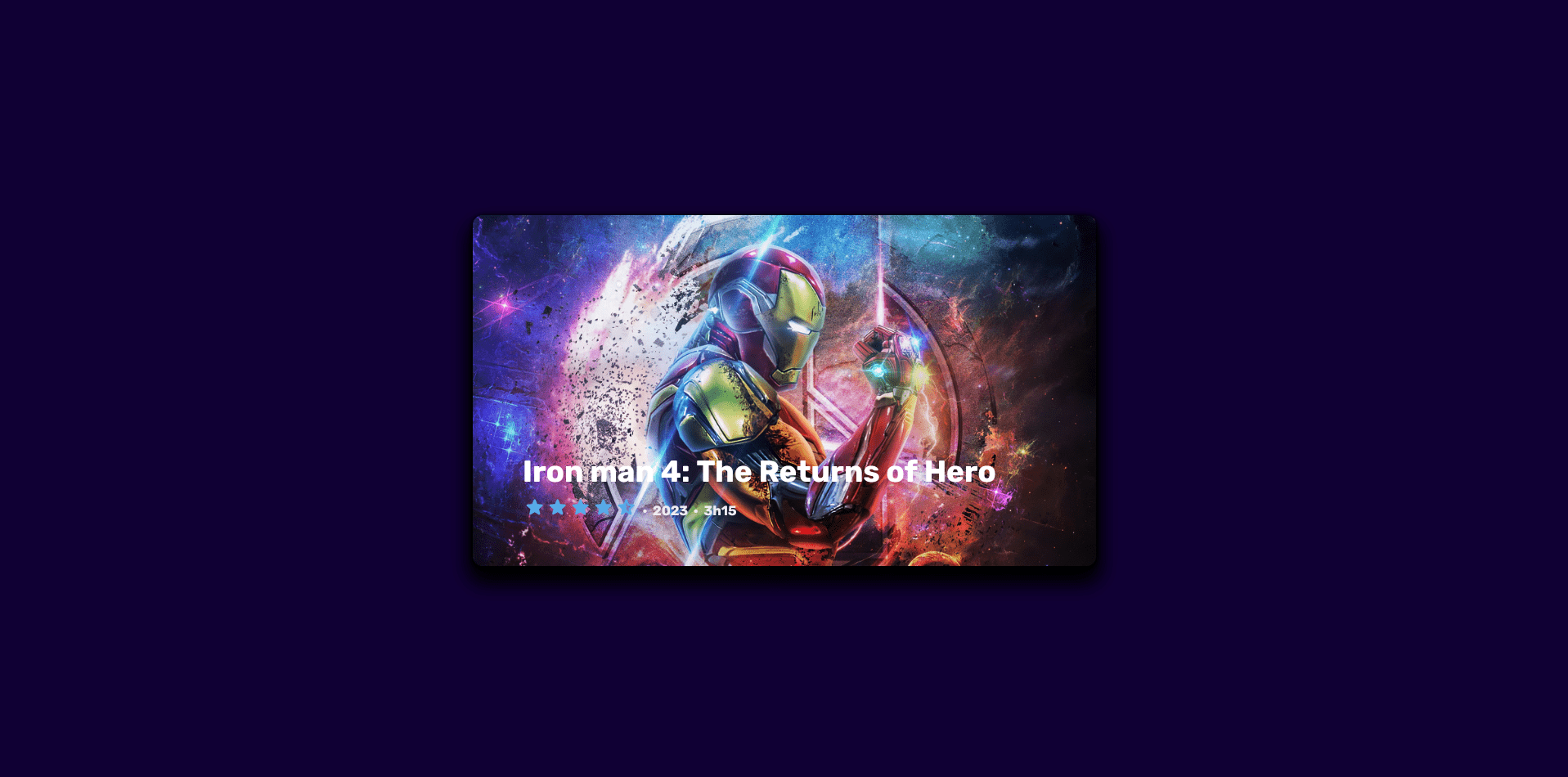 Iron man 4: The Returns of Hero Movie Card With Hover Effect Using HTML And CSS